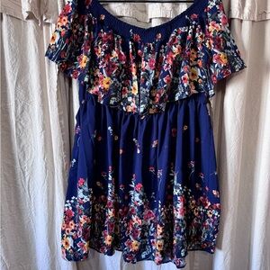 SHEIN Curve Navy Floral Dress